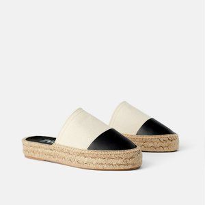 Zara Size 6 Toe Cap Espadrille Colorblock Mules